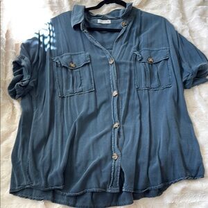 Maurices Light Blue Button-Up Shirt